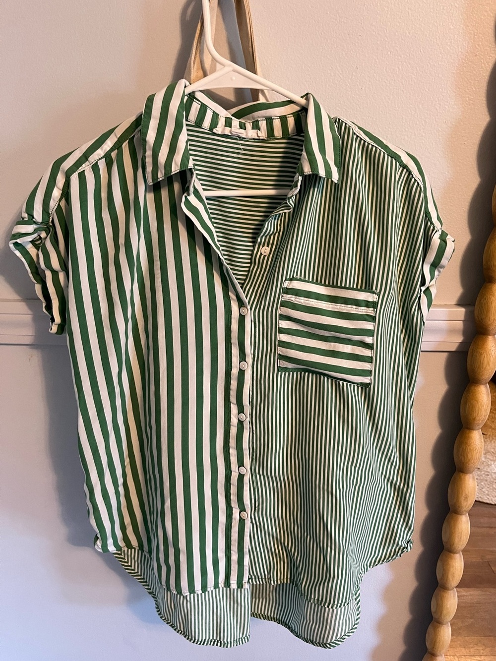 Jane and Delancey Green & White Striped Button-Down Shirt